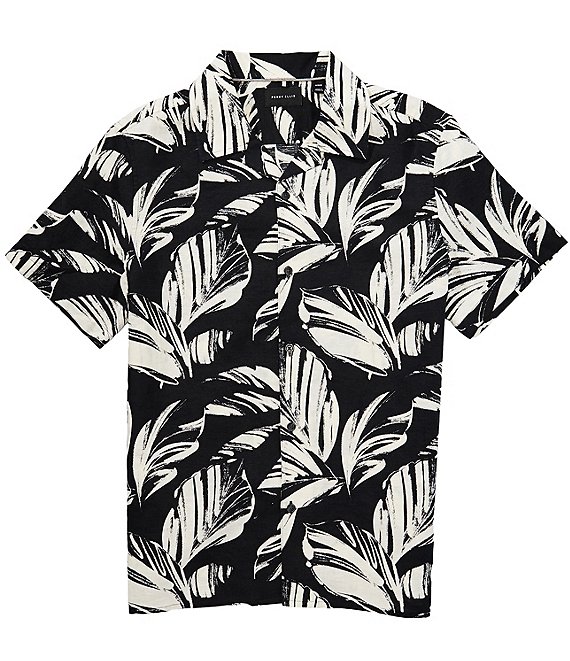 Perry Ellis Big & Tall Palm Leaf Short Sleeve Woven Shirt