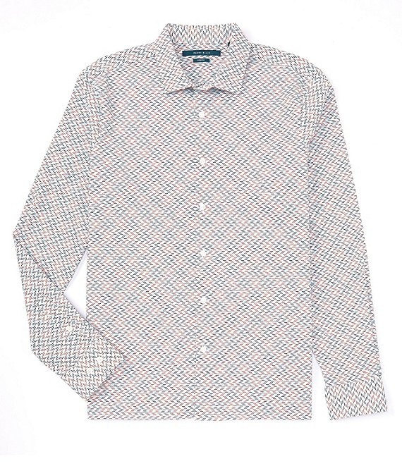 Perry Ellis Big & Tall Stretch Line Print Long Sleeve Woven Shirt