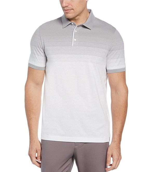 Perry Ellis Chest Stripe Ombre Performance Stretch Short-Sleeve Polo ...