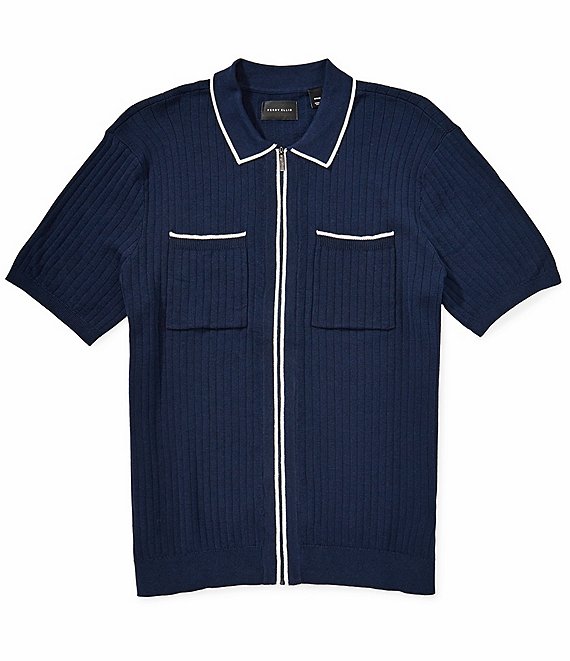 Perry Ellis Full-Zip Sweater Polo Shirt