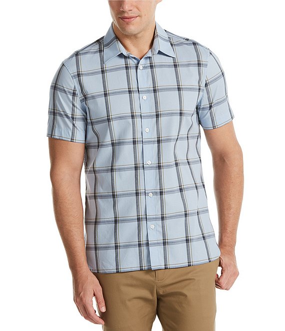 Perry Ellis Large Plaid Stretch Short-Sleeve Woven Shirt | Dillard's