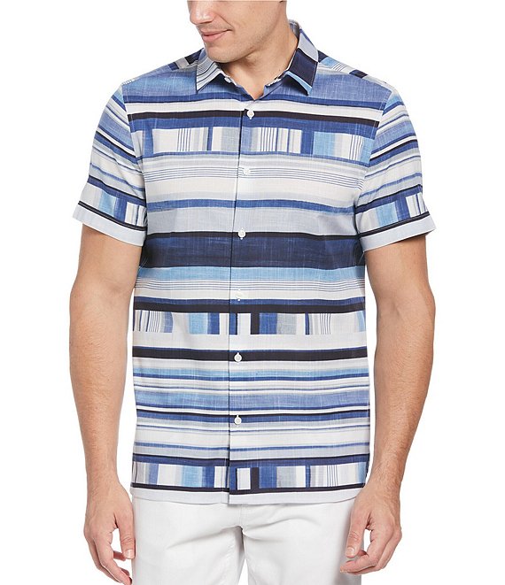 Perry Ellis Line Print Short-Sleeve Woven Shirt | Dillard's