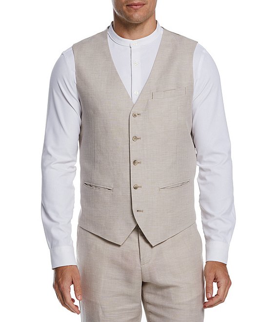 Perry Ellis Linen Blend Herringbone Suit Separates Vest | Dillard's