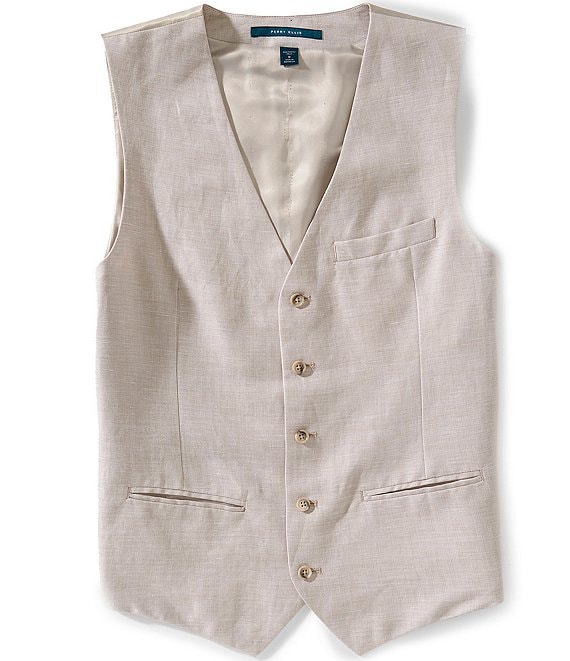 Perry Ellis Linen Blend Herringbone Vest