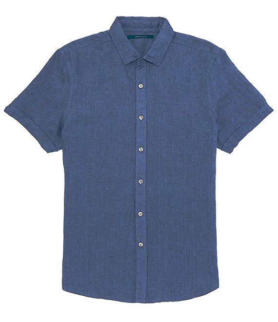 Perry Ellis Linen Solid Short-Sleeve Woven Shirt | Dillard's