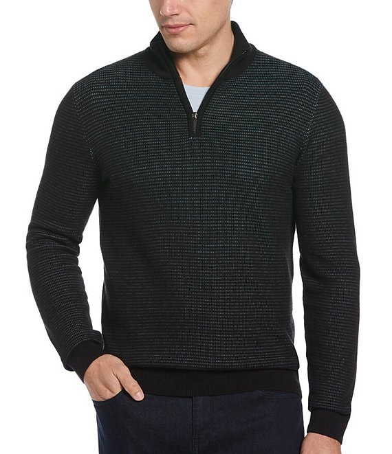 Perry Ellis Mini-Check Quarter-Zip Pullover | Dillard's