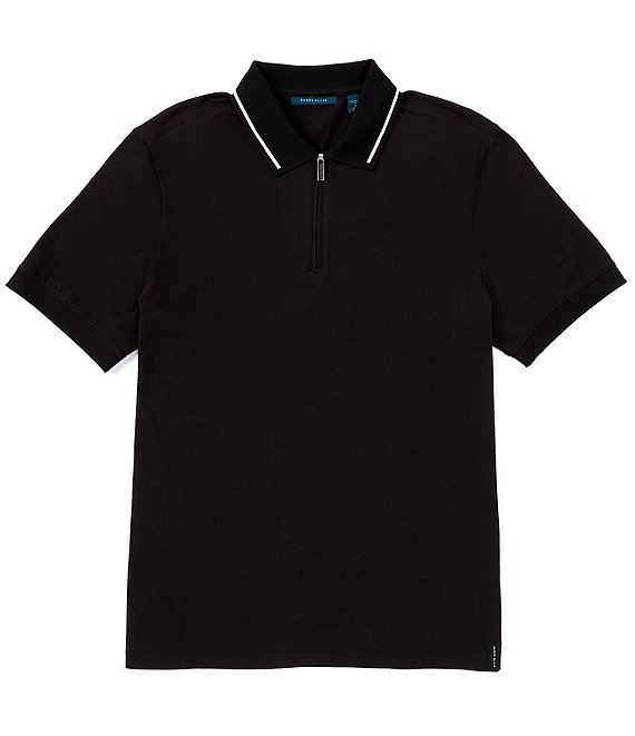 Perry Ellis Ottoman Quarter-Zip Short Sleeve Polo Shirt | Dillard's