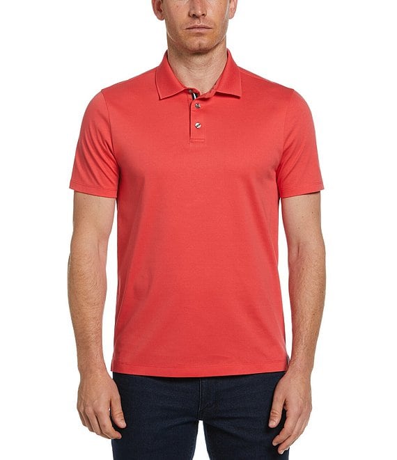 Perry Ellis Performance Stretch Solid Interlock Short Sleeve Polo Shirt ...