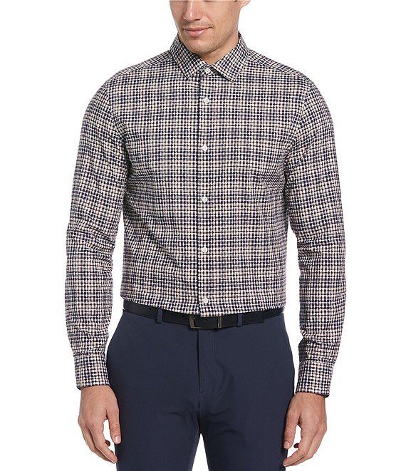 Perry Ellis Pixel Plaid Stripe Long Sleeve Woven Shirt | Dillard's