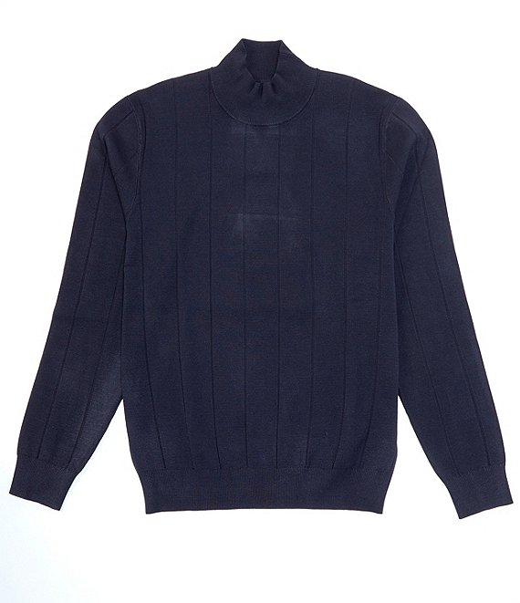 Color:Dark Sapphrie - Image 1 - Ribbed Mockneck Sweater
