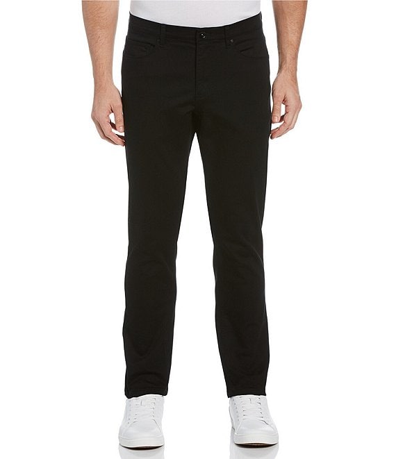 Color:Black - Image 1 - Slim-Fit Flat Front 5-Pocket Stretch Pants