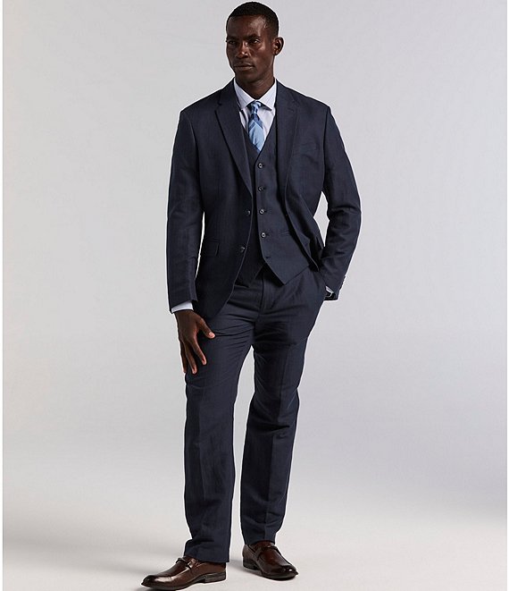 Perry Ellis Slim Fit Linen Herringbone Suit Separates Jacket