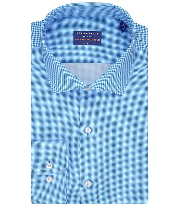 Perry Ellis Slim Fit Spread Collar Premium Performance Tech Dobby Dress Shirt Dillards 0330