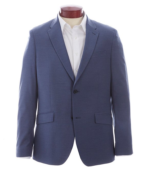 Color:Azure - Image 1 - Slim-Fit Washable Tonal Grid Pattern Stretch Suit Separates Jacket