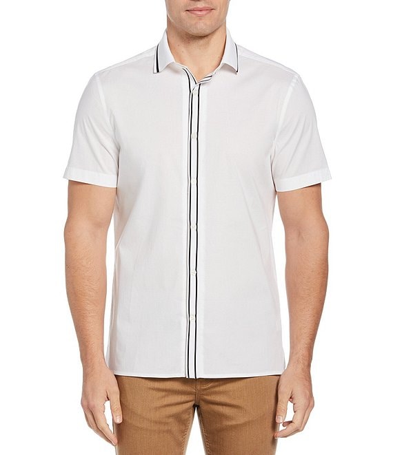 Perry Ellis Solid Stretch Short Sleeve Woven Shirt | Dillard's