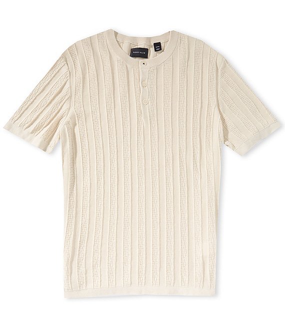 Perry Ellis Stripe Short Sleeve Henley Sweater