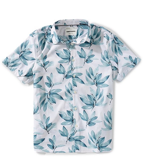 Perry Ellis Tropical Print Short Sleeve Woven Shirt