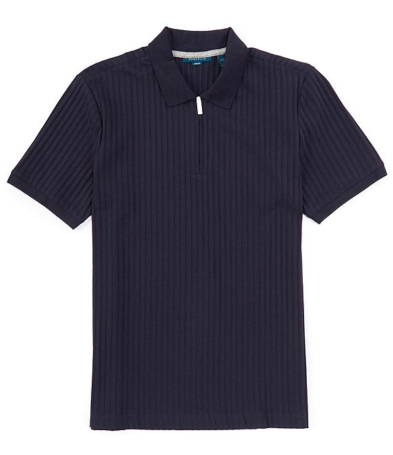 Mens Short Sleeve Polo Shirts Ribbed Quarter-Zip Front Lapel Neck