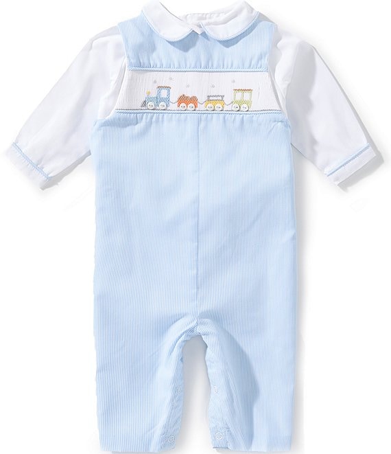 Petit Ami Baby Boys Long Sleeve Smocked Train Longall