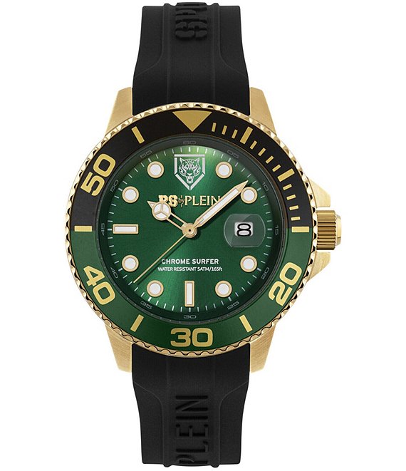 Philipp Plein Men's Chrome Surfer Analog Silicone Strap Watch