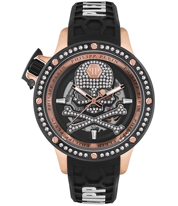 Philipp Plein Men's Rich Automatic Black Silicone Strap Watch