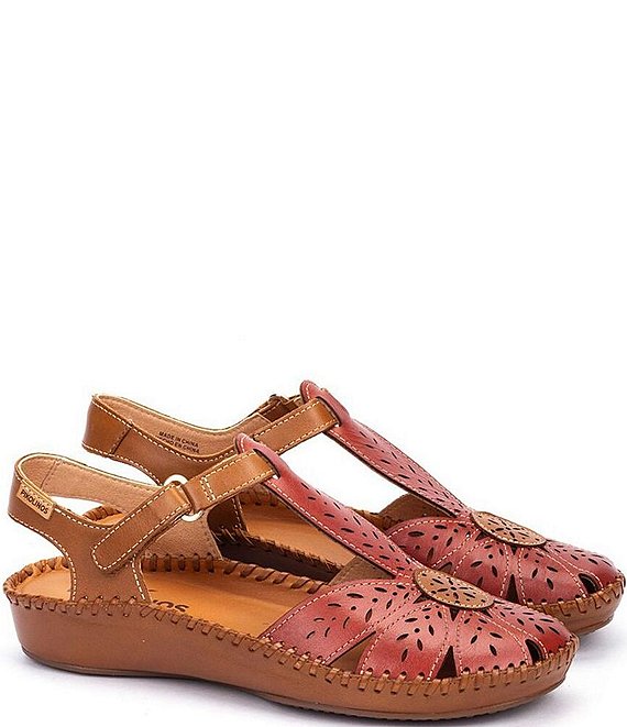 Pikolinos P Vallarta Perforated Leather T-Strap Sandals | Dillard's