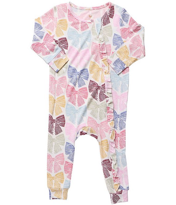 Pink Chicken Baby Girls Bright Multicolor Bow Romper