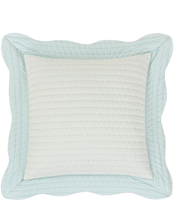 Color:Duck Egg - Image 1 - Amherst Channel Quilted Stitch Reversible Square Pillow