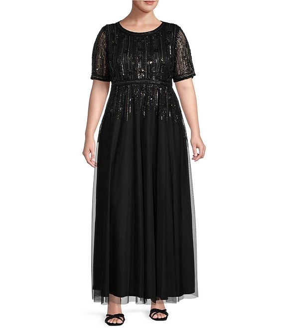 Pisarro Nights Beaded Gown - Size 8 - Brown - V Neck - Three Quarter Sleeve  | eBay