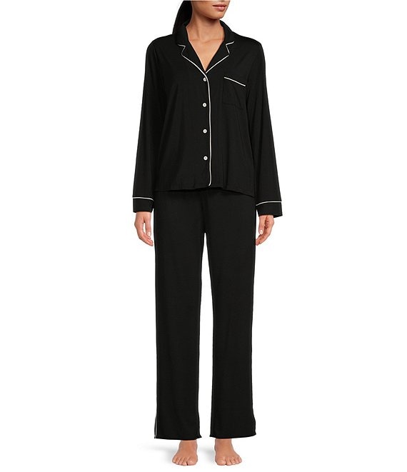 PJ Salvage Modal Basic Solid Notch Collar Pajama Set