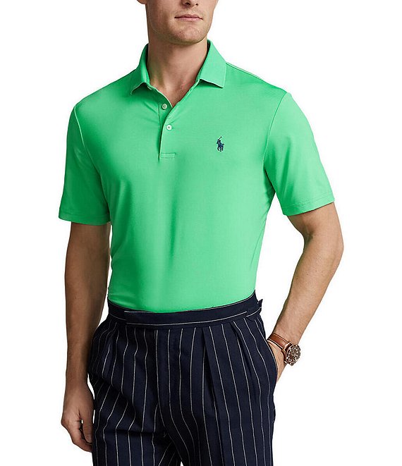 Ralph Lauren Sport Short Sleeve Polo Shirt: Green Solid Tops - Size Small