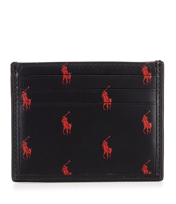Color:Black/Red - Image 1 - Allover Pony Leather Card Case