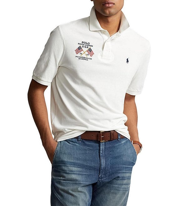 klog Monopol Piping Polo Ralph Lauren Americana Classic-Fit Embroidered Mesh Short-Sleeve Polo  Shirt | Dillard's
