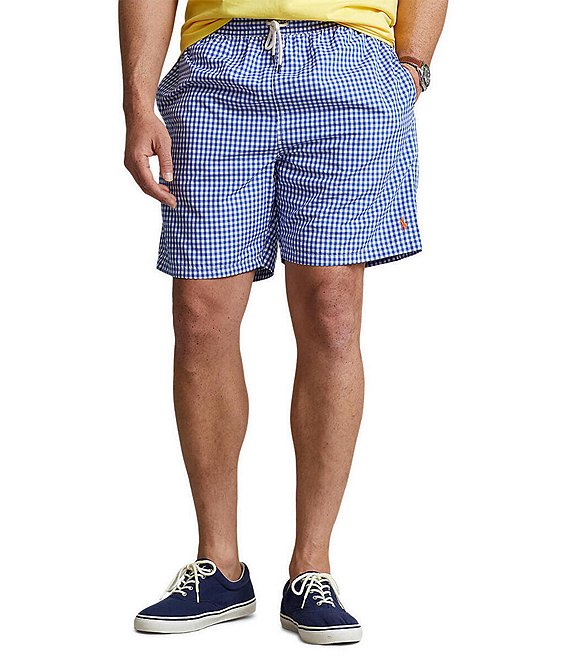 Polo Ralph Lauren Big & Tall 6.5#double; and 7.5#double; Inseam Gingham Swim Trunks