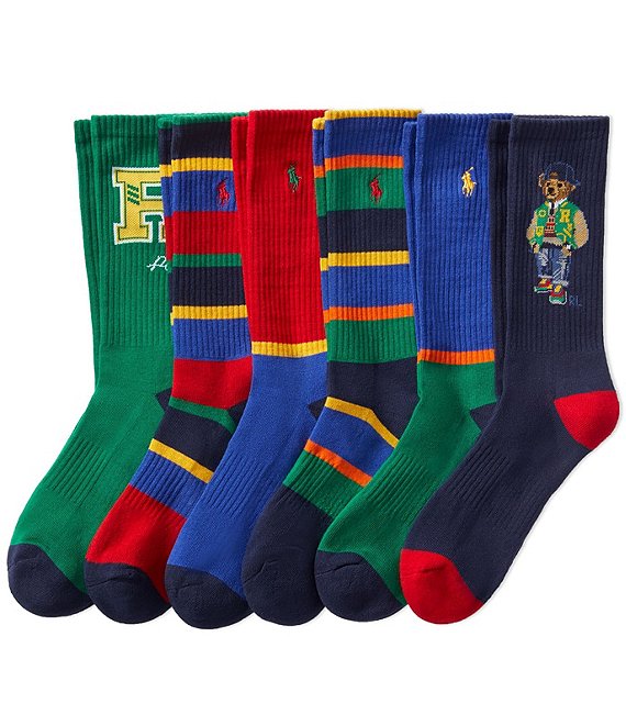 Polo Ralph Lauren Big Tall Assorted Crew Socks 6 Pack Dillard s