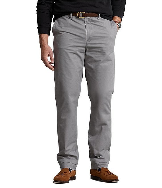 Color:Perfect Grey - Image 1 - Big & Tall Classic-Fit Flat-Front Stretch Chino Pants