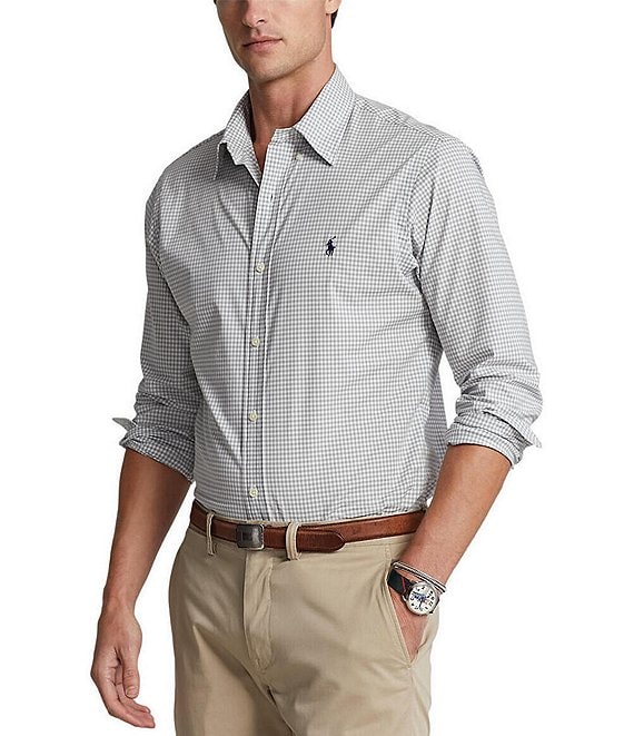 Polo Ralph Lauren Big & Tall Classic-Fit Gingham Stretch Poplin Long-Sleeve  Woven Shirt