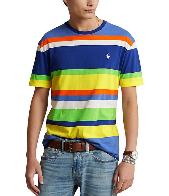 Color:Heritage Royal Multi - Image 1 - Big & Tall Classic-Fit Multi-Color Stripe Short-Sleeve Tee