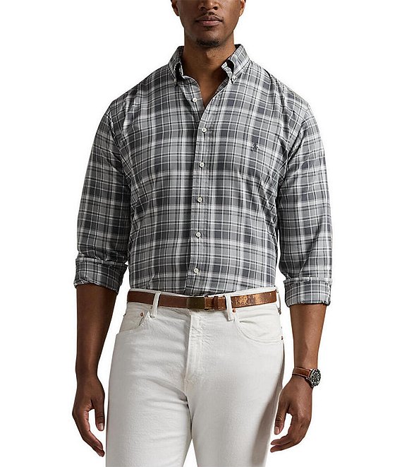 Polo Ralph Lauren Big & Tall Classic-Fit Performance Stretch Oxford Plaid Long  Sleeve Woven Shirt | Dillard's