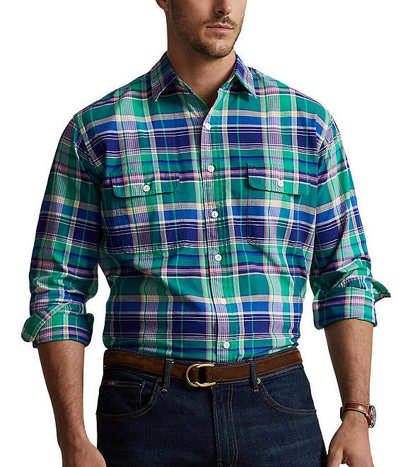 Polo Ralph Lauren Big & Tall Classic-Fit Plaid Long Sleeve Oxford Woven ...
