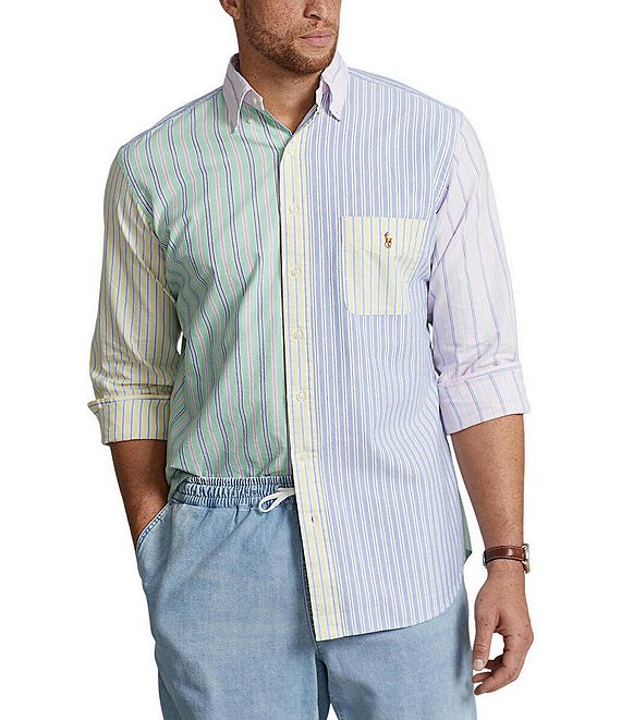 Polo Ralph Lauren Big & Tall Fancy Stripe Oxford Long Sleeve Fun Shirt ...