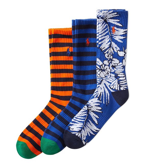 Polo Ralph Lauren Big & Tall Palms Batik Crew Socks 3-Pack | Dillard's