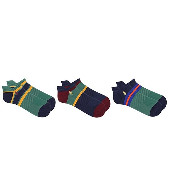 Polo Ralph Lauren Big & Tall Rugby-Stripe/Color Block Socks 3-Pack