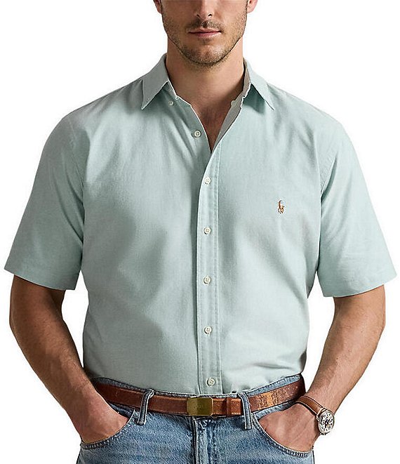 送料無料 店舗 Ralph Polo Lauren Shirt Woven Oxford Sleeve Short Tall & Big トップス
