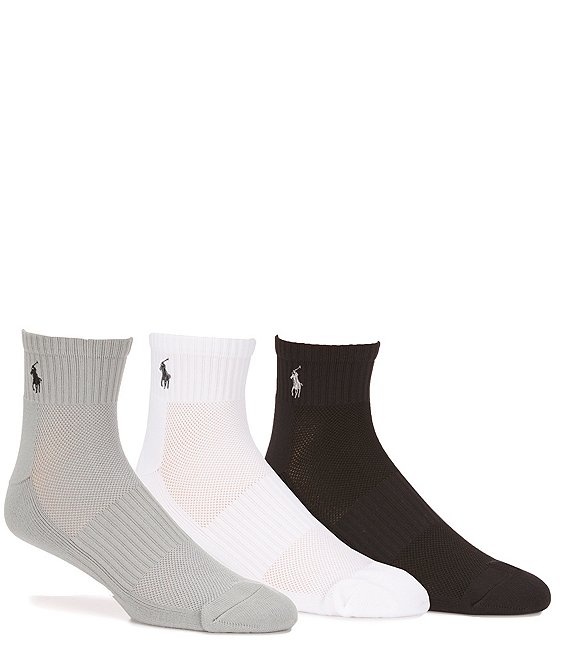 Polo Ralph Lauren Big & Tall Tech Athletic Quarter Socks 3-Pack