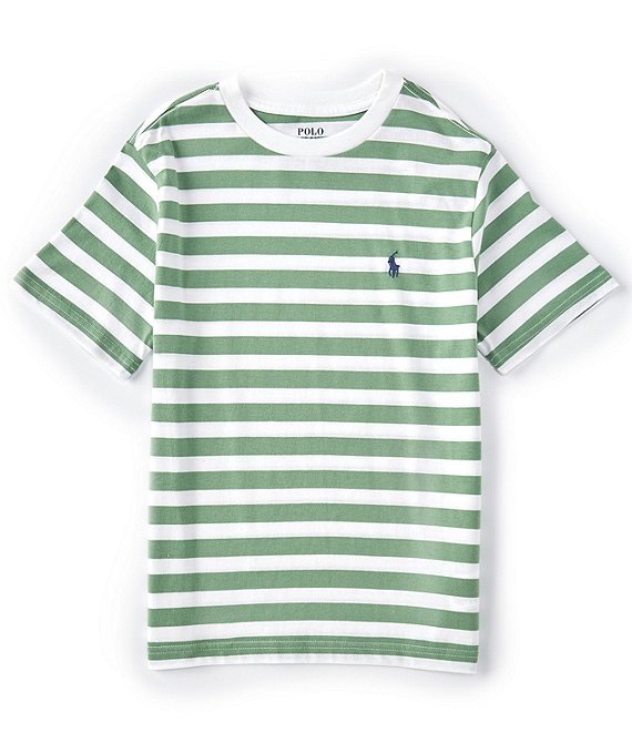 Cotton polo shirt - White/Green striped - Kids