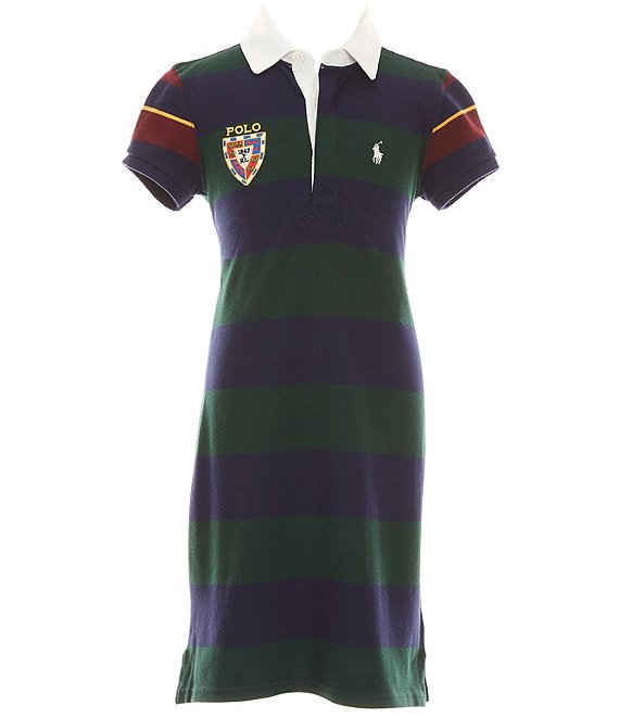 Polo Ralph Big 7-16 Short Sleeve Striped Stretch Mesh Rugby Dress | Dillard's