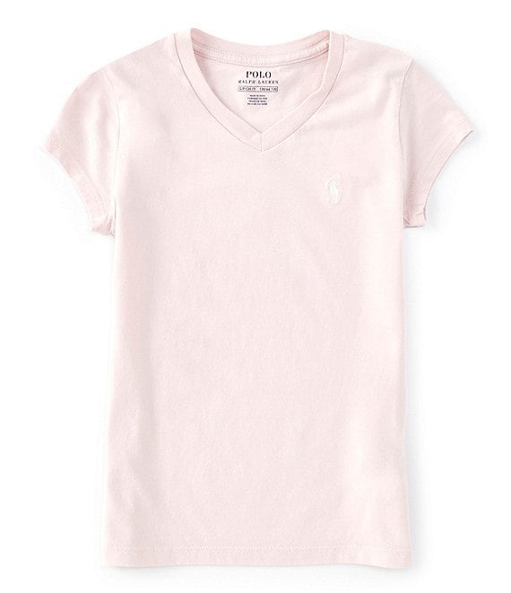Color:Pink - Image 1 - Big Girls 7-16 Short-Sleeve V-Neck Essentials Tee