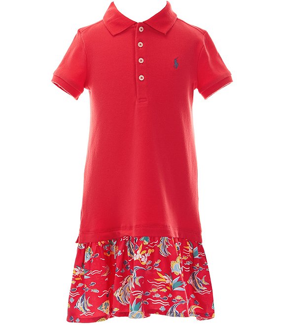 Polo Ralph Lauren Big Girls 7-16 Tropical Print Mesh Polo Dress |