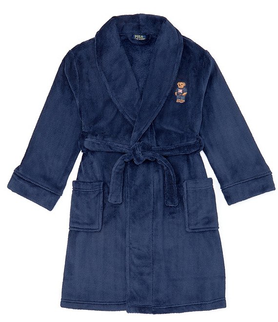 Navy Logo-embroidered cotton-terry bath robe, Polo Ralph Lauren